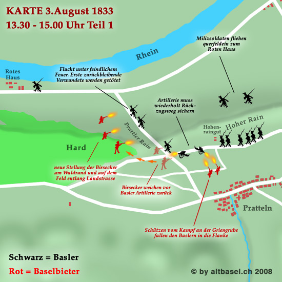 plan 3.august 1833 rueckzug zum roten haus