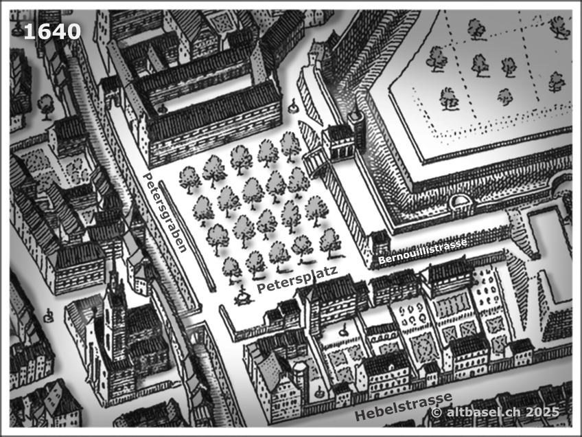 petersplatz auf einem stich um 1640